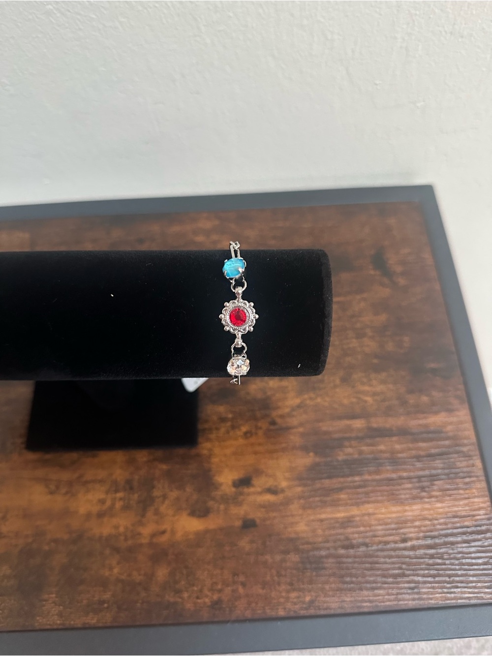 Sorrelli Silver-Tone Bracelet with Red, Clear and Blue Stones